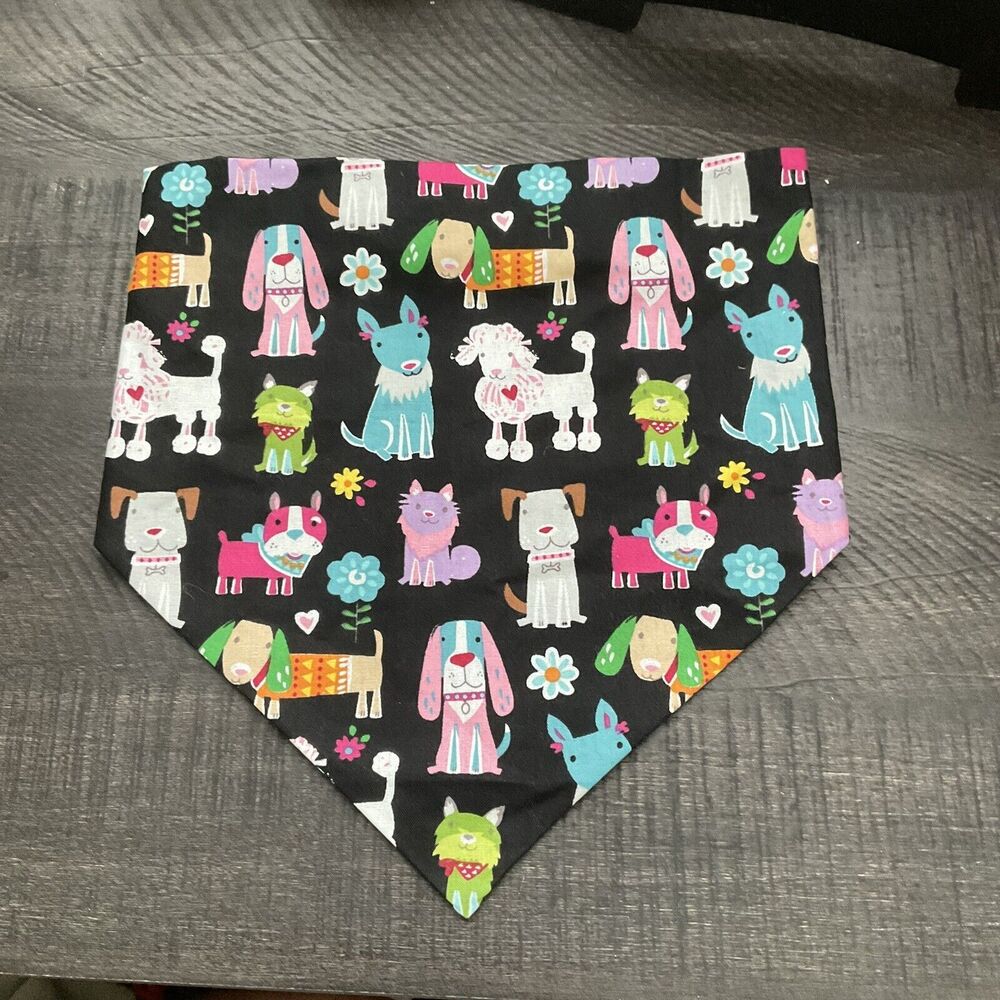Dog Scarf Slide On Collar Elastic Band Animal Pet Dog Print Large Brand New